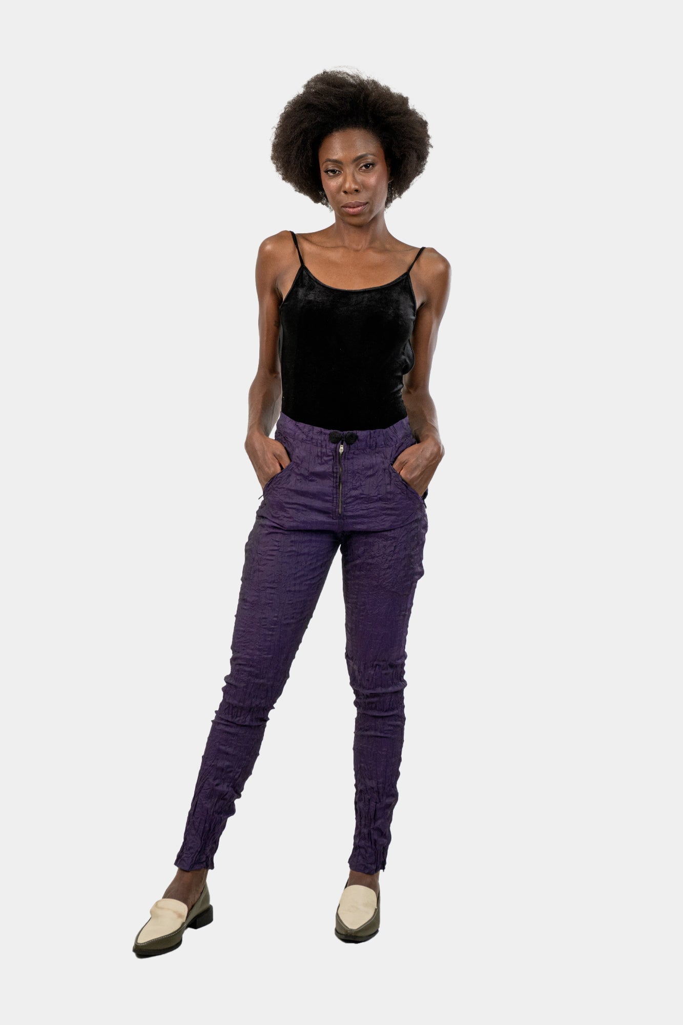 Calça Roxa Textura Calça Lino Ventura