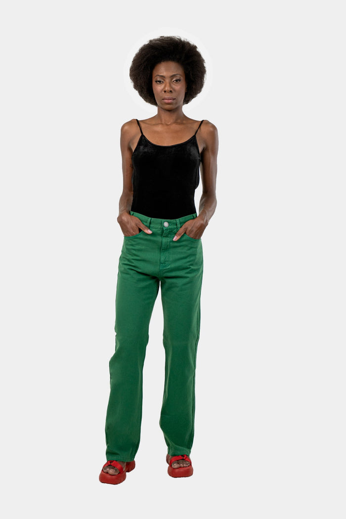 Calça Verde Reta Calça Andrea Bogosian