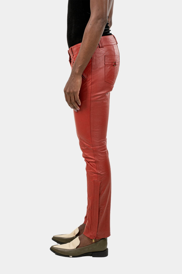 Calça Vermelha Couro calça Cris Barros