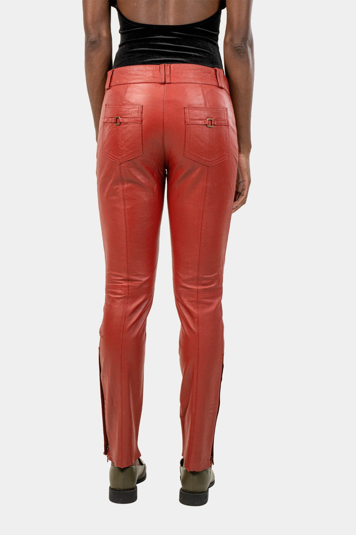Calça Vermelha Couro calça Cris Barros