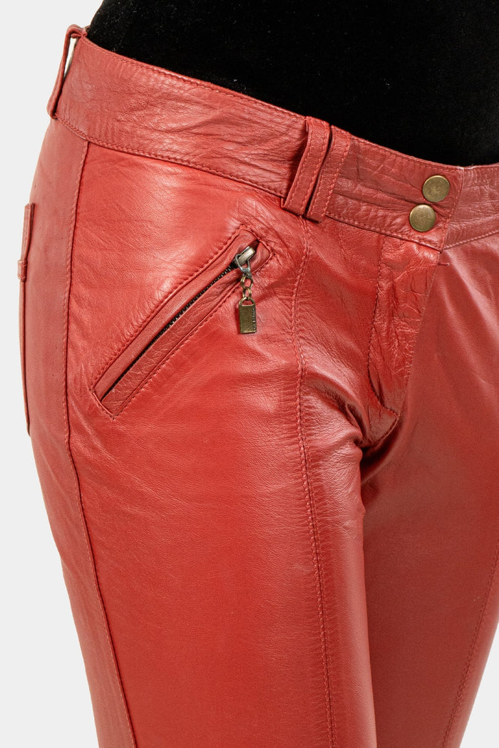 Calça Vermelha Couro calça Cris Barros