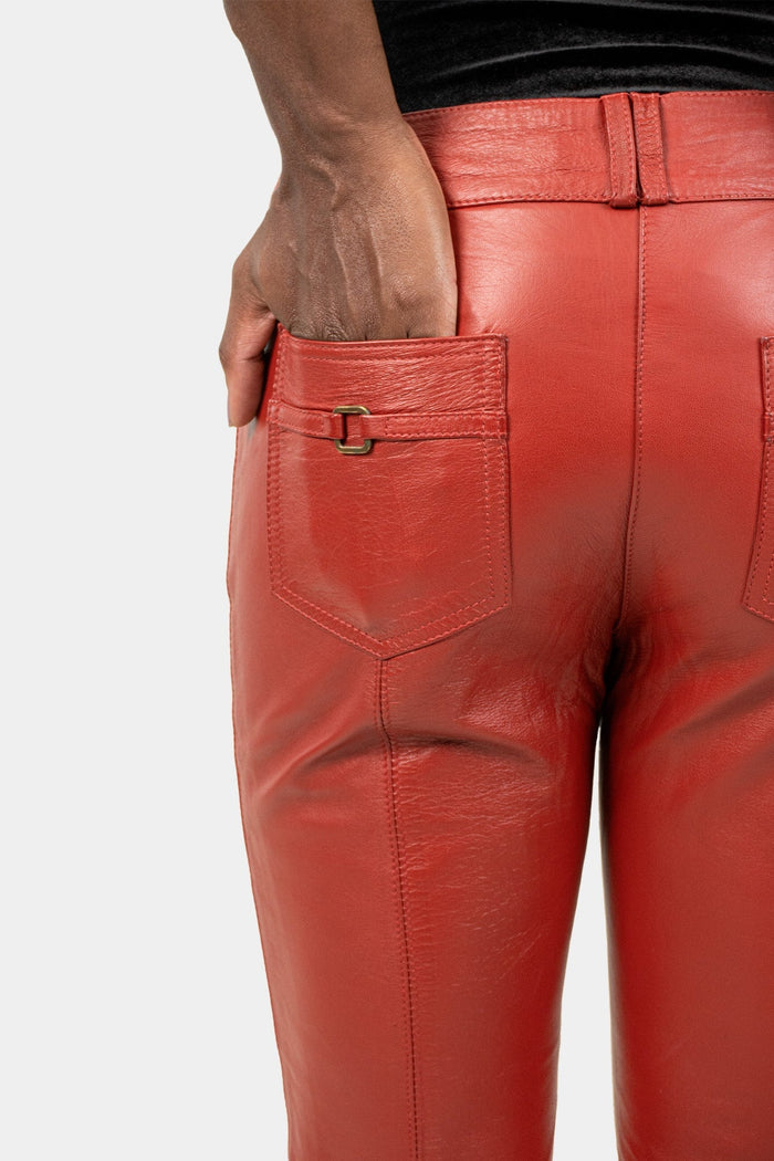 Calça Vermelha Couro calça Cris Barros