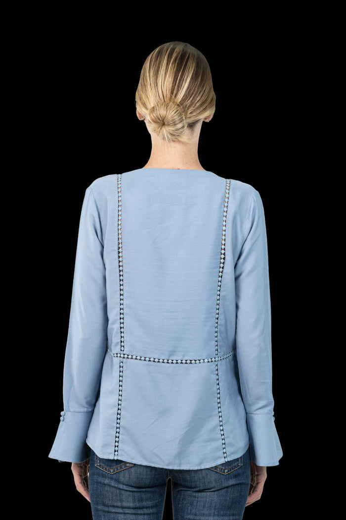 Camisa Azul Bordado Camisa Lolitta