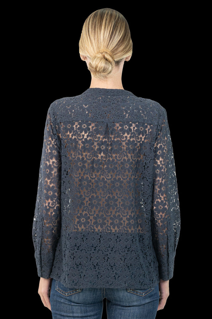Camisa Azul Renda Camisa MIXED