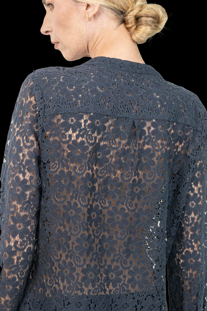 Camisa Azul Renda Camisa MIXED