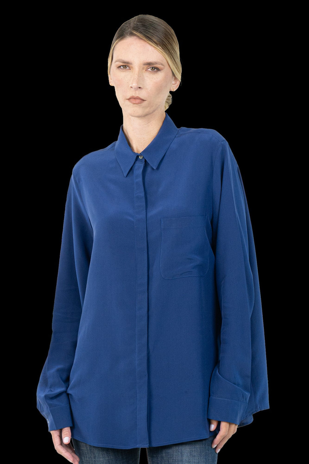 Camisa Azul Seda Camisa Lenny Niemeyer