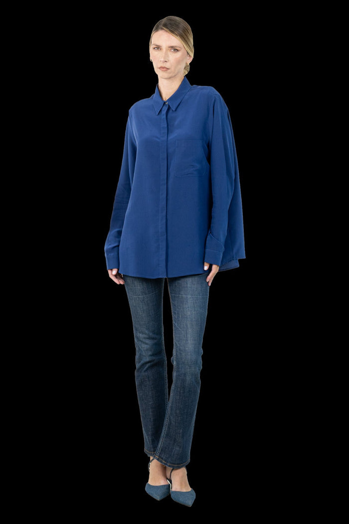 Camisa Azul Seda Camisa Lenny Niemeyer