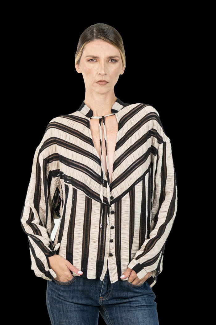 Camisa Bicolor Transparente Camisa Garimpo Adda