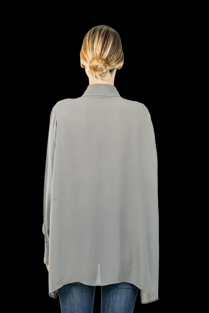 Camisa Cinza Seda Camisa NK collection