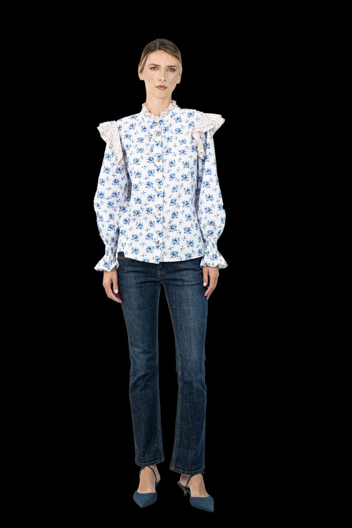 Camisa Floral Babado Camisa VanVan