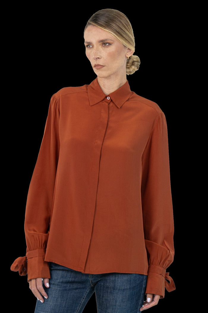 Camisa Marrom Seda Camisa MIXED