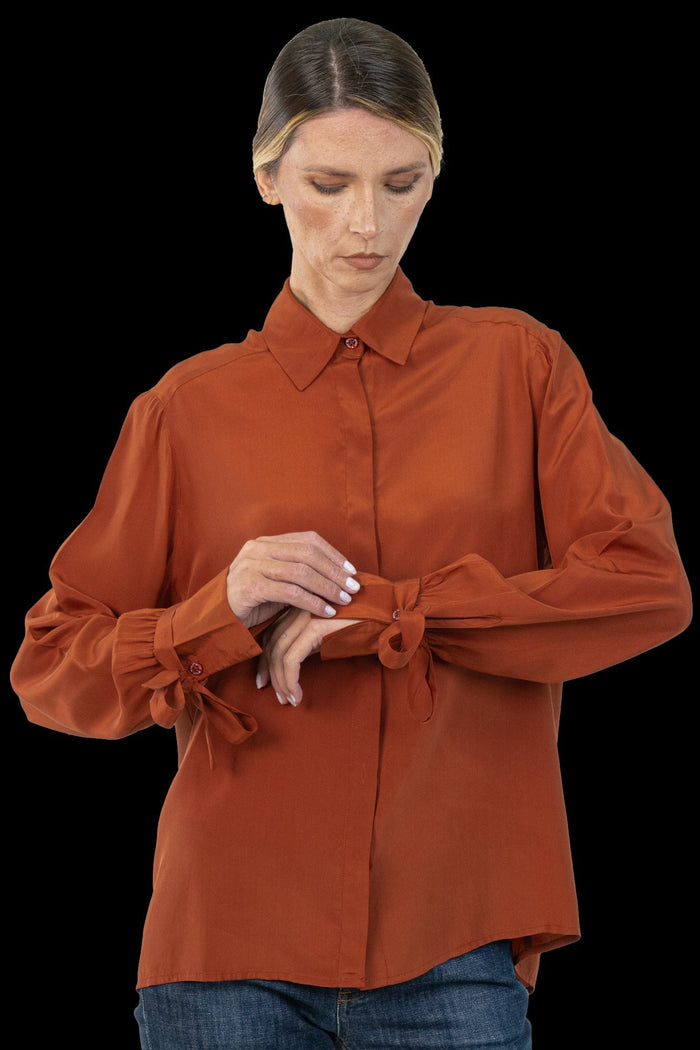 Camisa Marrom Seda Camisa MIXED