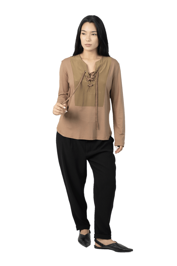 Camisa Nude Longa blusa Adda Second Hand