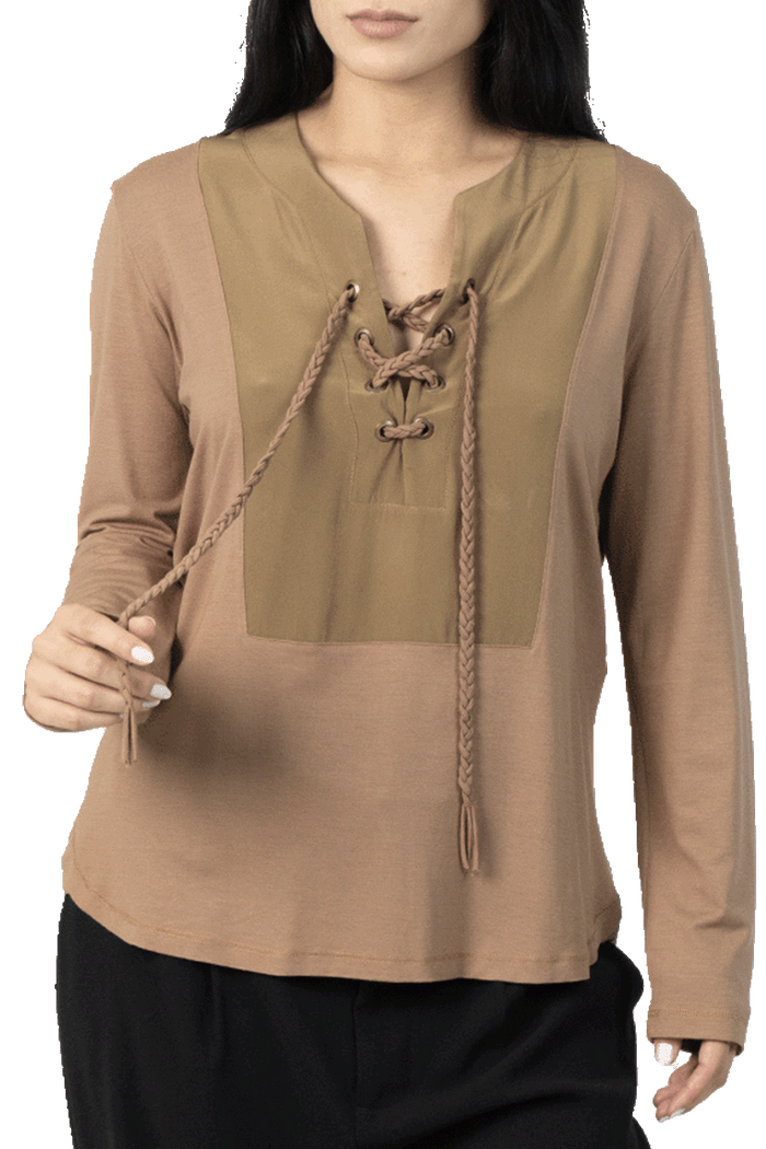 Camisa Nude Longa blusa Adda Second Hand