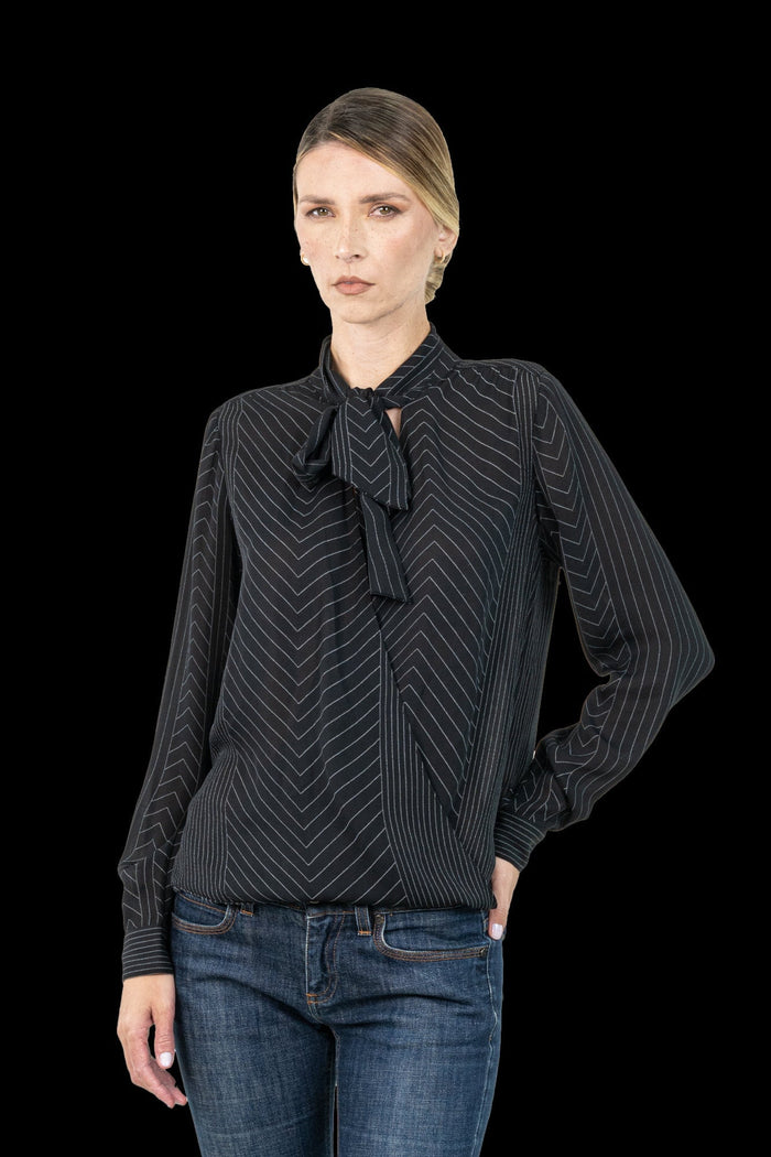 Camisa Preta Transpassada Camisa Michael Kors