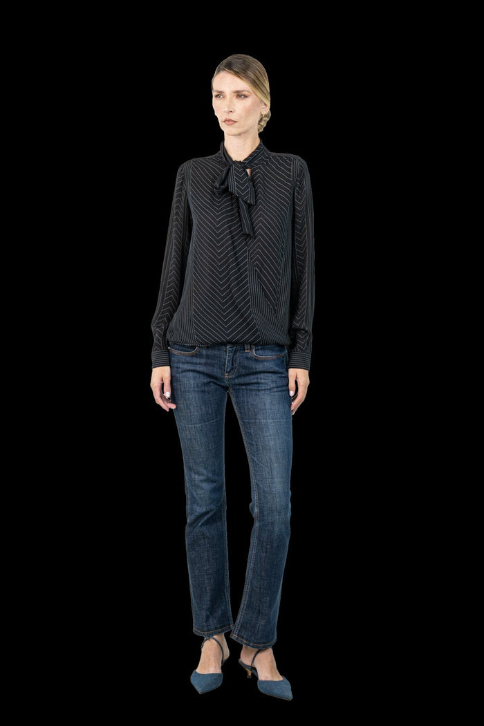 Camisa Preta Transpassada Camisa Michael Kors