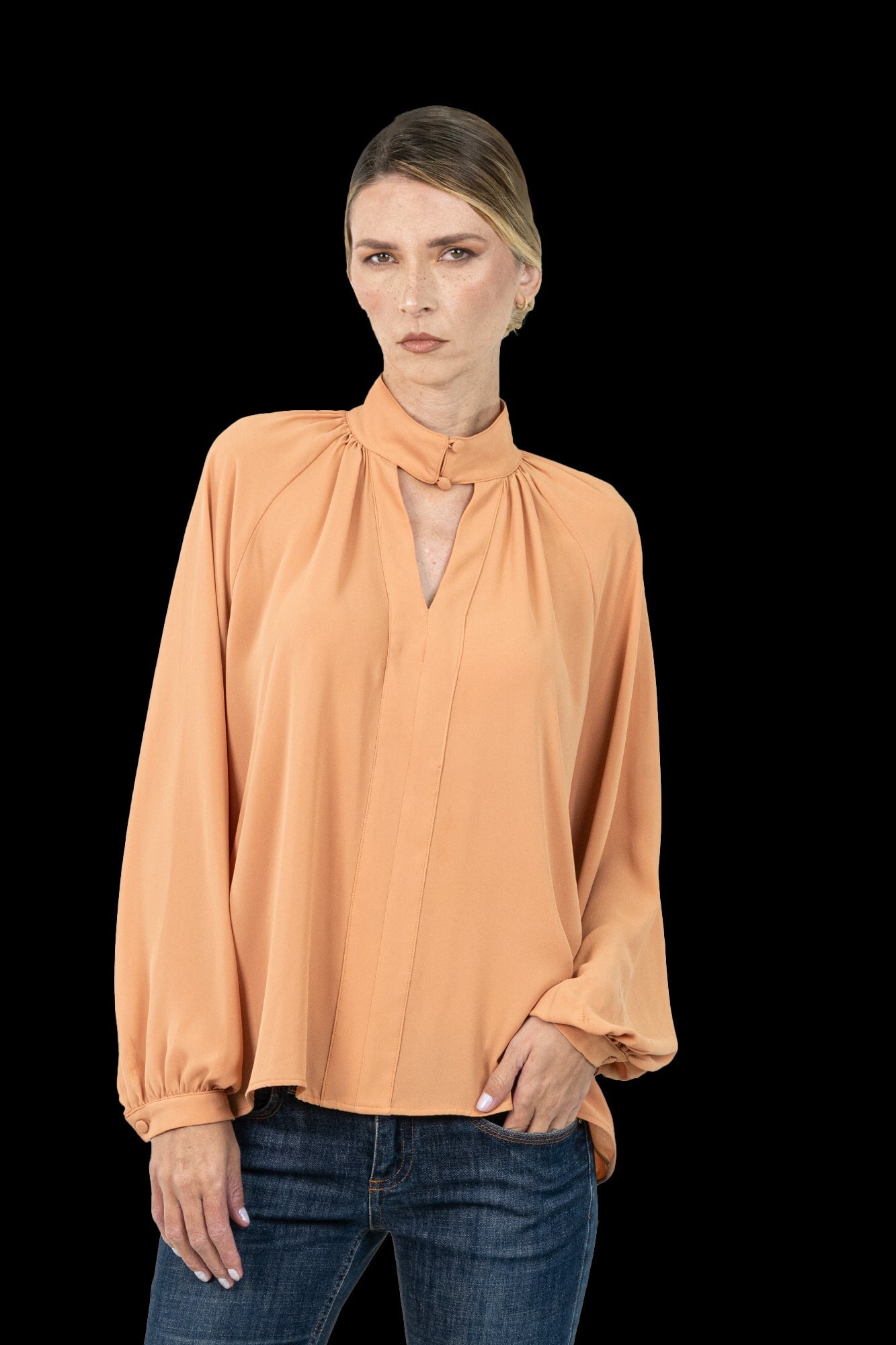 Camisa tangerina Gola Camisa MOB