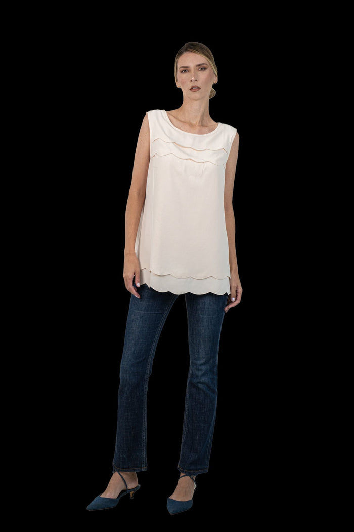 Camiseta Nude Babado Camiseta Tory Burch