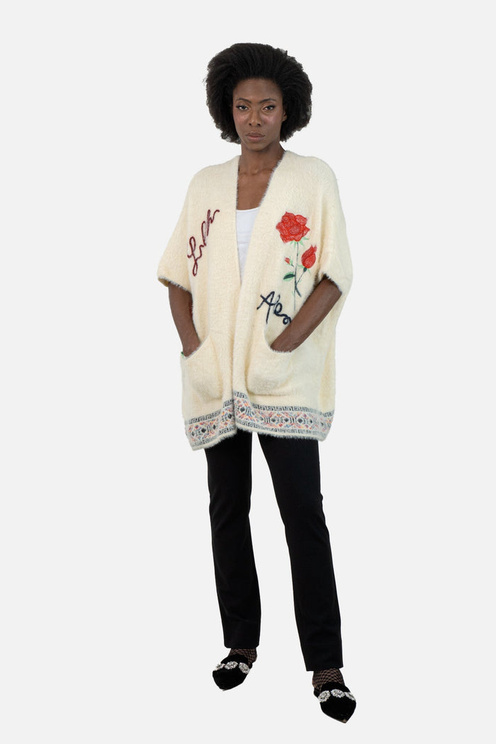 Cardigan Branco Bordado Cardigan le fix