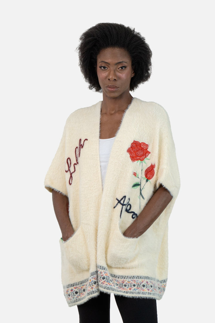 Cardigan Branco Bordado Cardigan le fix