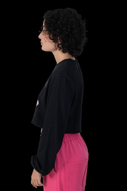 Cropped Preto Estampa NK