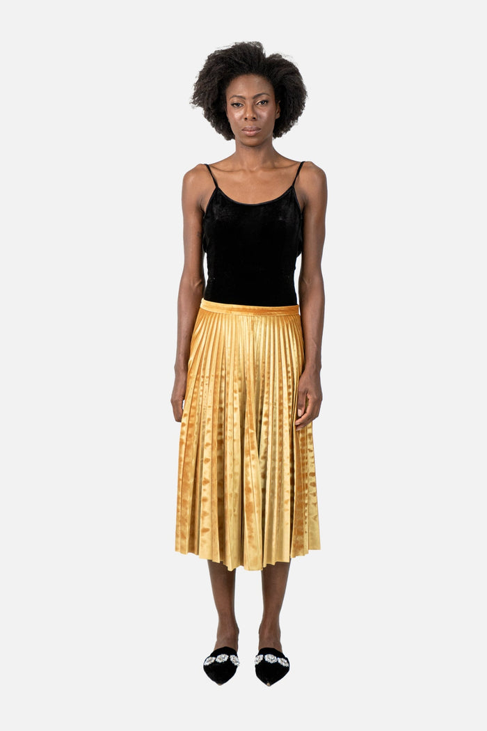 Saia Mostarda Plissada Saia Top shop