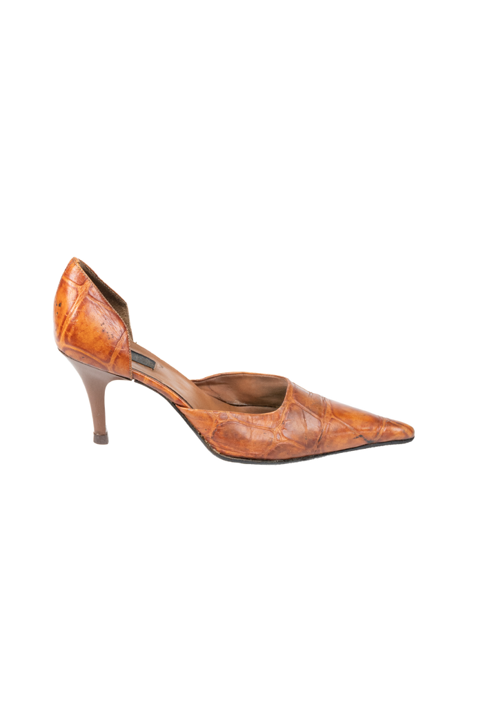 Scarpin Caramelo Textura scarpin Garimpo Adda