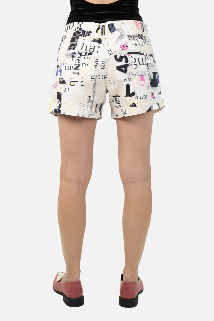 Short Bege Estampado short Animale