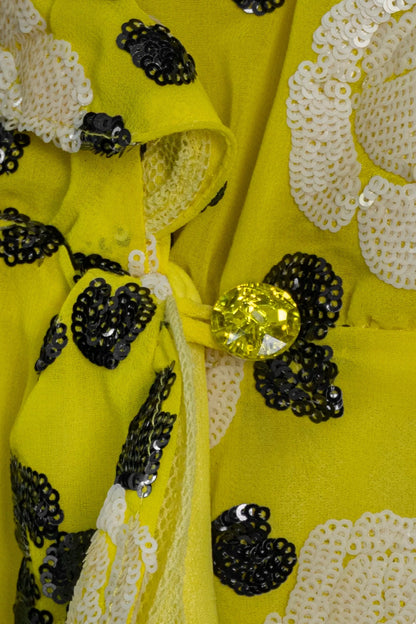 Vestido Amarelo Bordado Cris Barros