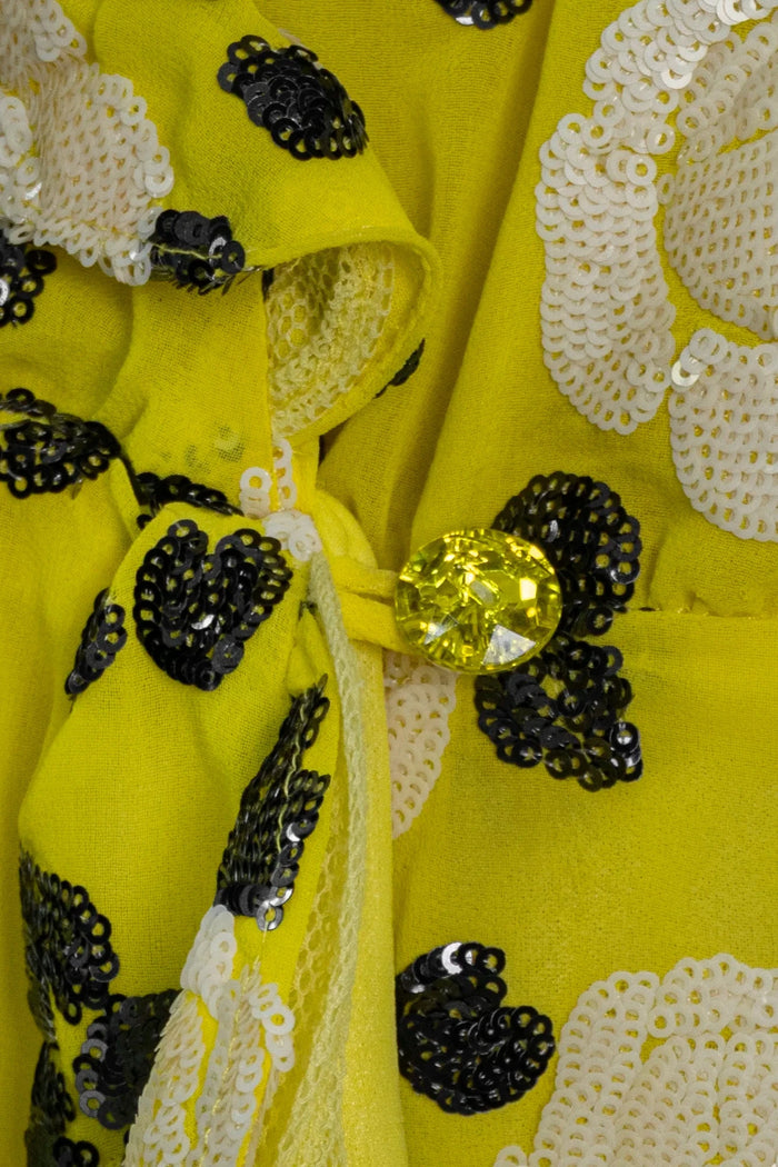 Vestido Amarelo Bordado Vestido CRIS BARROS LIMITED