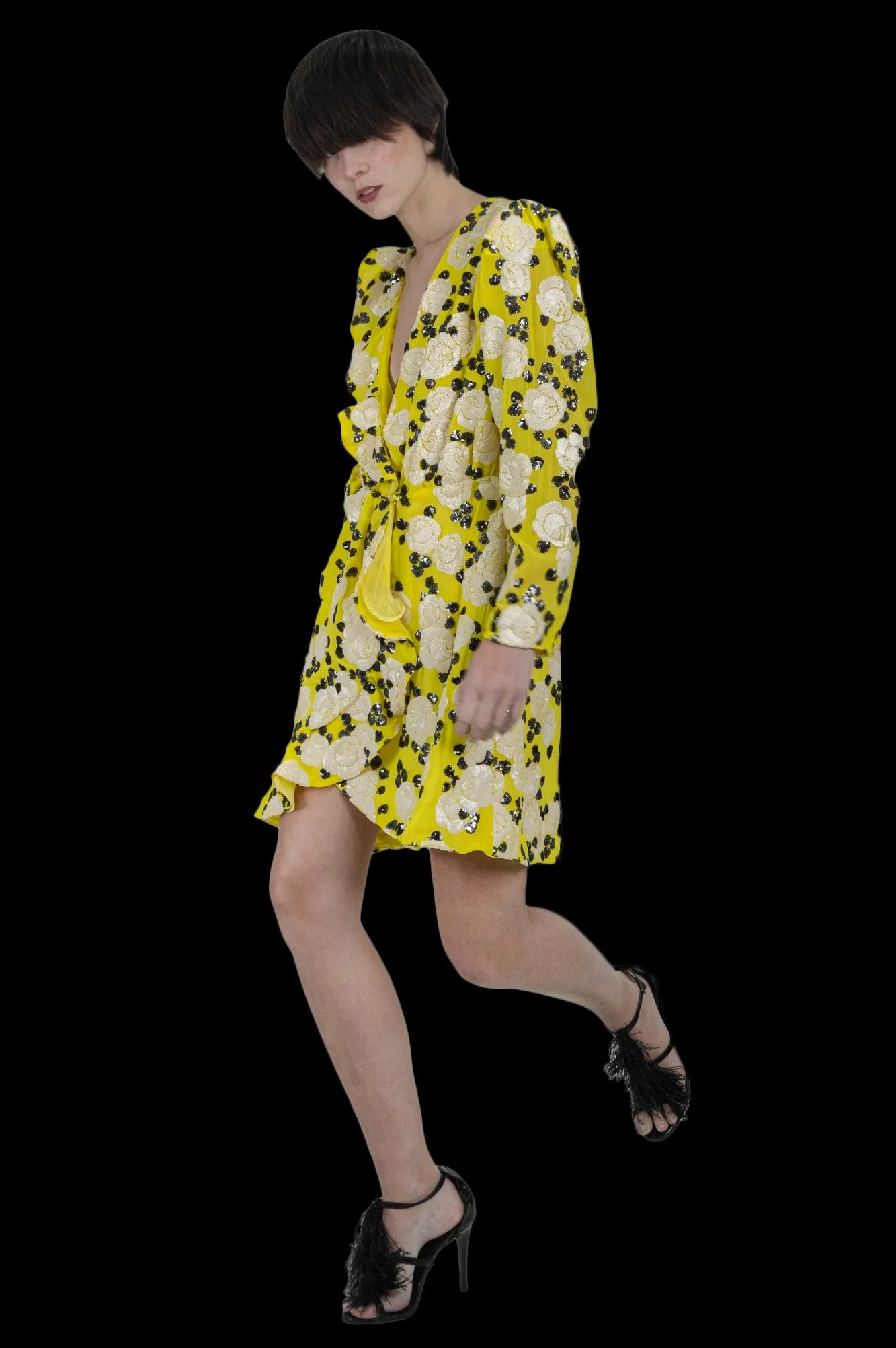 Vestido Amarelo Bordado Vestido CRIS BARROS LIMITED
