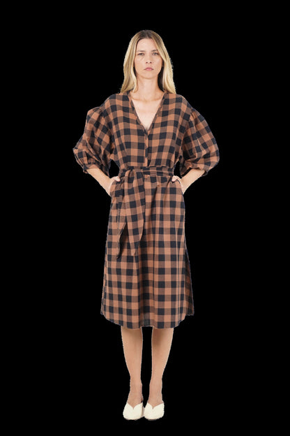 Vestido Bicolor Xadrez Colcci