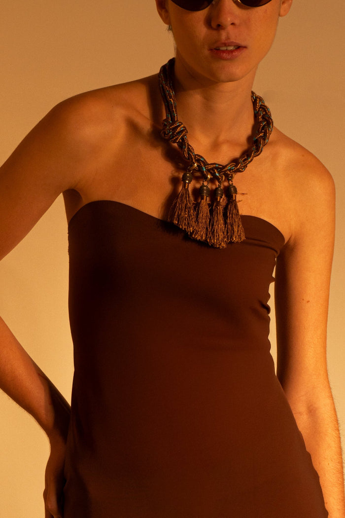VESTIDO MARROM BORRACHADO Vestido Summer zara