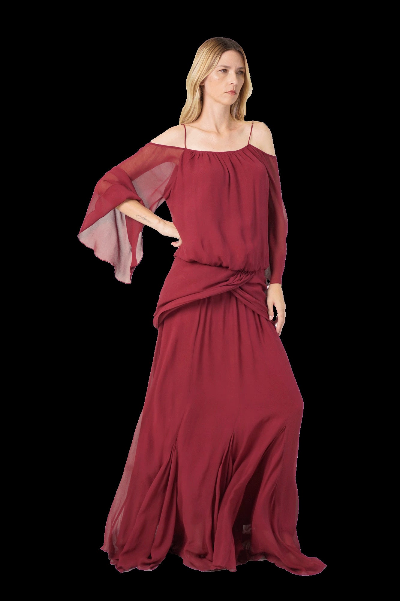 Vestido Vinho Seda Vestido Ateen