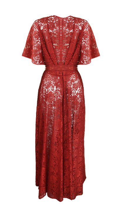 Vestido Vermelho Renda Helo Rocha