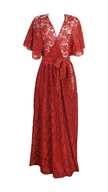 Vestido Vermelho Renda Helo Rocha