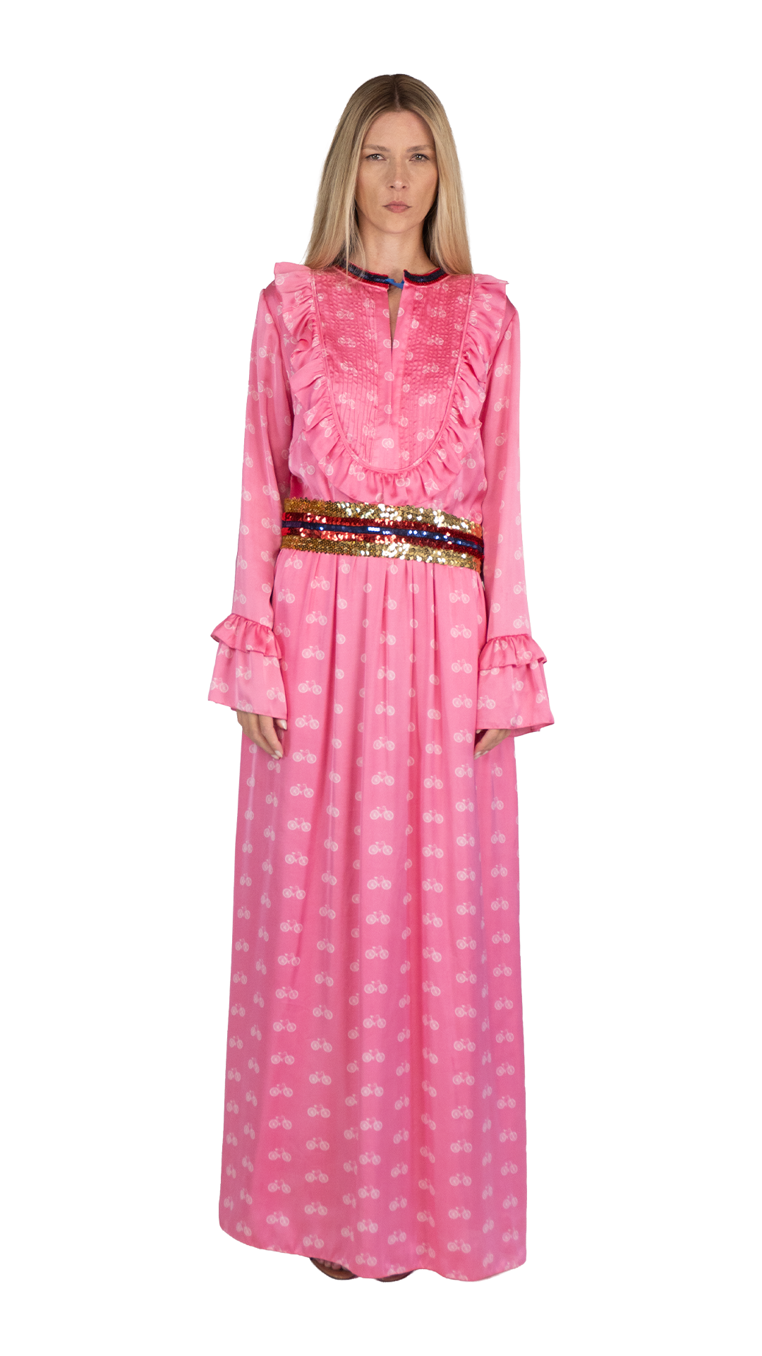 Vestido Rosa Detalhe Garimpo Adda