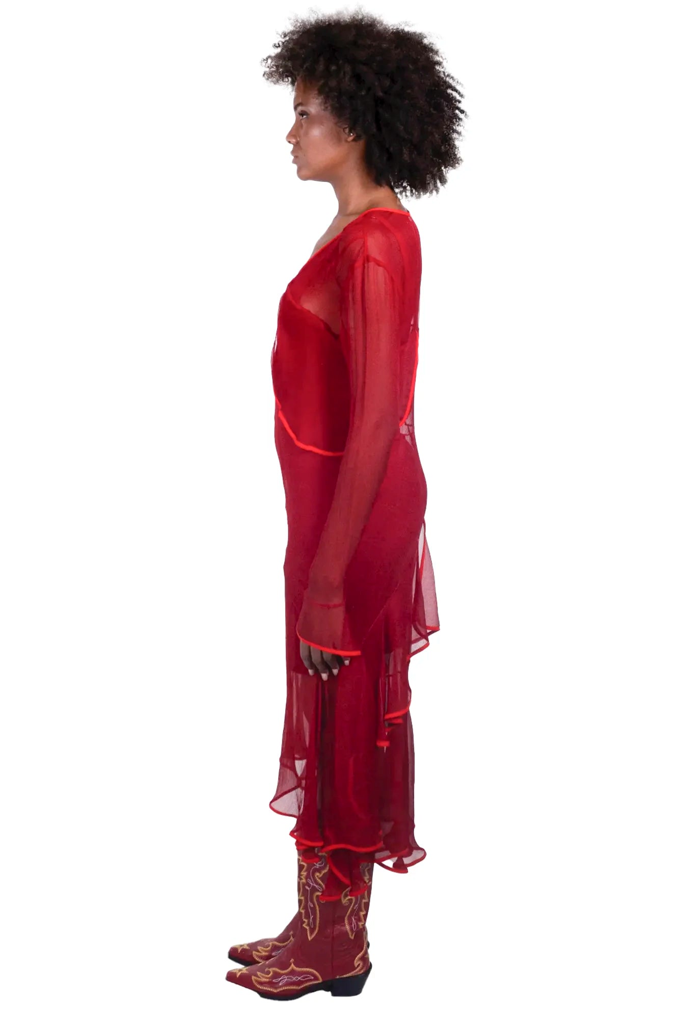 Vestido Vermelho Camadas