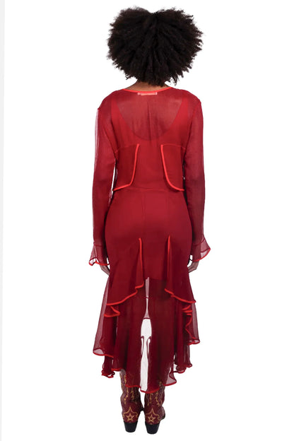 Vestido Vermelho Camadas Cris Barros